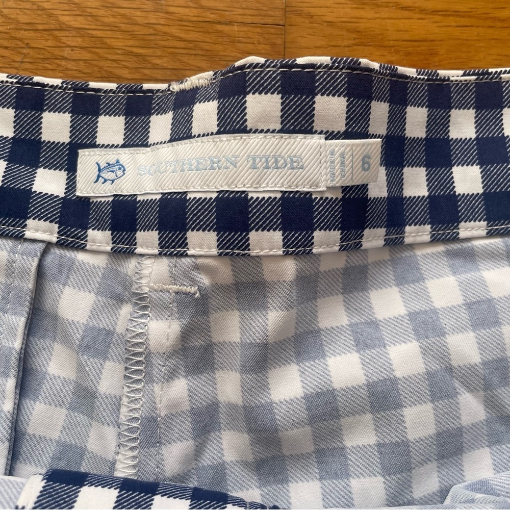 Southern Tide Shorts Women 6 Blue Inlet Gingham 30" Performance Nautical - Picture 3 of 6